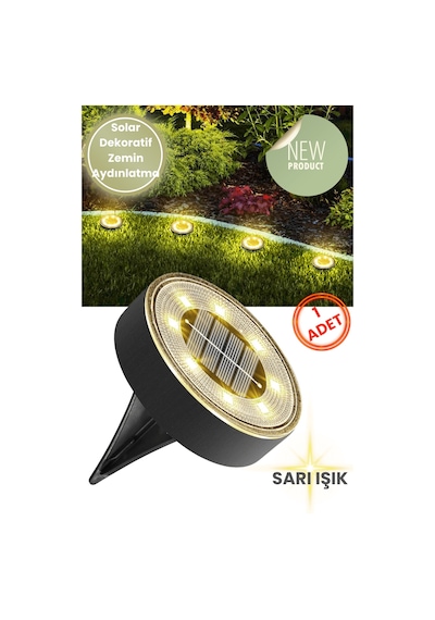 Technojet 8 Led Li Solar Bahçe Lambası 1 Adet Su Geçirmez Otomatik Sensörlü Bahçe Aydınlatma Beyaz