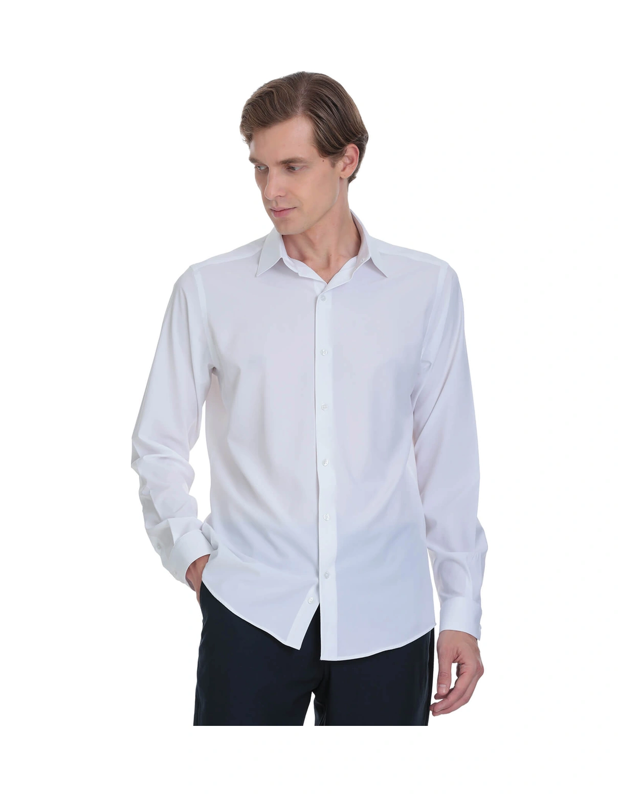 Hatemoğlu Beyaz Comfort Fit Slim Yaka Uzun Kollu Casual Gömlek 4111993