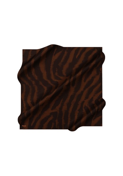Aker Kahverengi 90x90 İpek Krep Saten Eşarp Kahverengi Kahverengi