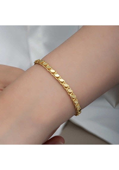 Gümüş Gold Pullu Zincir Kadın Bileklik