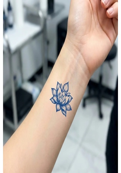 Küçük Lotus 5 Cm Minimal Geçici Dövme Yarı Kalıcı Geçici Dövme