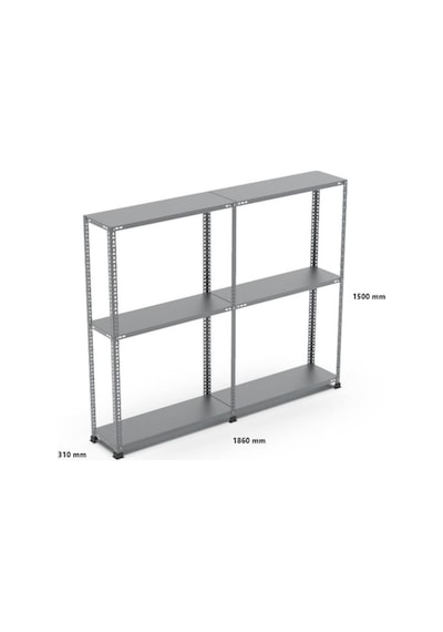 Uzman Grup Raf-3Raflı 1,5Metre 31X93 2 Blok Çelik Raf-Depo Rafı Gri