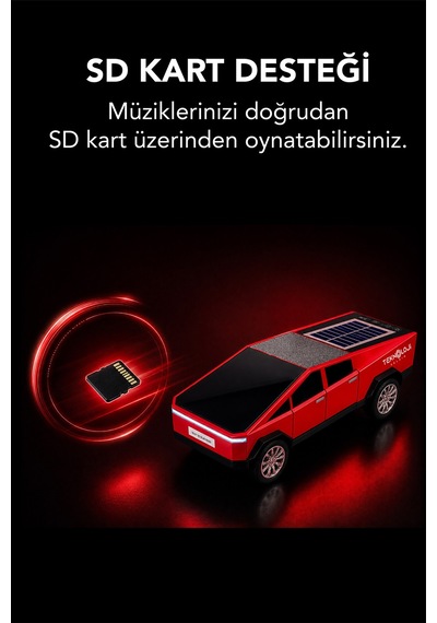Ws-699 Cybertruck Model Bluetooth Hoparlör Tws Stereo Güneş Enerjili Şarj Usb / Tf Kart / Aux / Fm Radyo