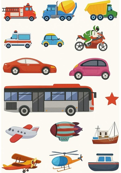 Çocuklar İçin Eğitici Taşıtlar Sticker Kitabı - 60 Çıkartma İle Renkli Aktivite Kitabı