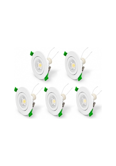 Led Spot Seti 5'li Beyaz Yuvarlak Kasa 4000k Doğal Beyaz Gu10 Ampul Dahil Tak Çalıştır 6,5cm Gömme Tavan Spotu Genel