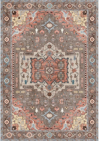 Çam Halı Anatolia 32-037 Etnik Eskitme Desenli Dokuma Tabanlı Yıkanabilir Şönil Salon Ve Oda Halısı Multi 19