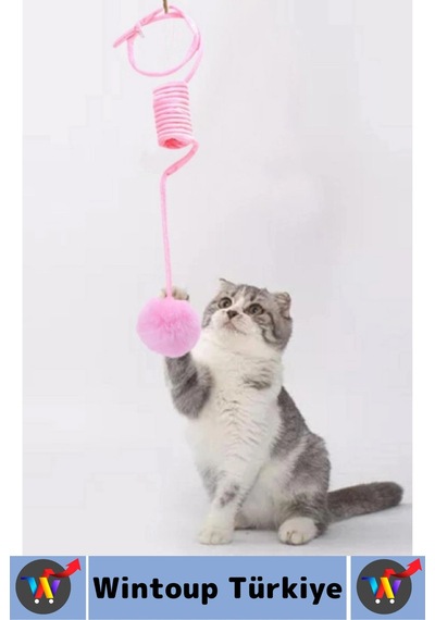 Evcil Hayvan Pet İlgi Çekici Sevimli Eğitici Elastik Yaylı Asılabilir Peluş Kedi Oyun Oltası 100 Cm