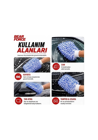 Robeve Bear Force Uzun Tüylü Mikrofiber Araç Yıkama Eldiveni Yoğun Köpük Taşıma Özellikli, Yüksek Su Emici, Çiziksiz Ve Güvenli Temizlik Için Boya Dostu Mikrofiber Oto Yıkama Eldiveni