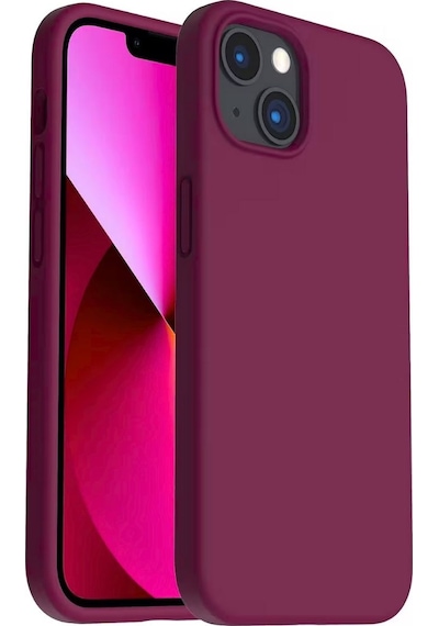 Apple Uyumlu iPhone 13 Mini  Silikon Kılıf - Pastel Renk Tonu Esnek Tam Koruma Kapak - Bordo