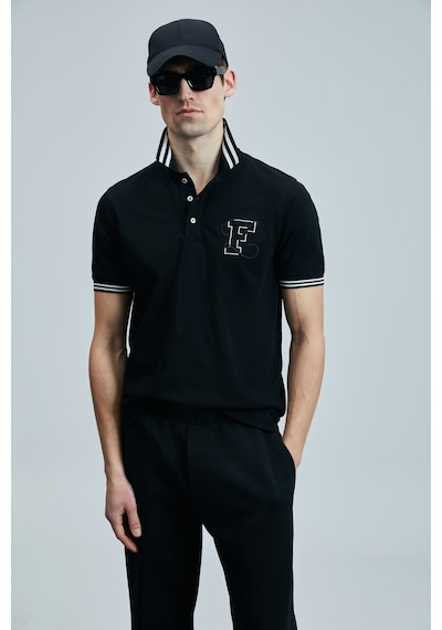 Lufian Erkek Polo Yaka T Shirt 111040216 Siyah Siyah