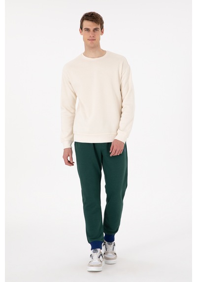 U.S. Polo Assn. Erkek Comfort Fit Bisiklet Yaka Krem Sweatshirt 50293438-VR071
