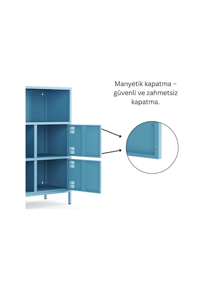 Pera Metal Çok Gözlü Dolap, 4 Kapaklı, Açık Raflı 80,50 X 40 X 109,50 Cm Ral 5024 Mavi Pera Metal Çok Gözlü Dolap, 4 Kapaklı, Açık Raflı 80,50 X 40 X 109,50 Cm Ral 5024 Mavi