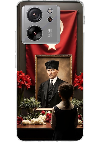 Xiaomi Mi 13t - 13t Pro Uyumlu Atatürk Türk Bayrağı Tablo Baskılı Silikon Kılıf Renkli