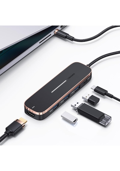 Usams Us-sj578 5 In 1 Çok Fonksiyonlu Type-c Hub 3 Usb+type-c+4k Hdmı Ports Usams Us-sj578 5 In 1 Çok Fonksiyonlu Type-c Hub 3 Usb+type-c+4k Hdmı Ports