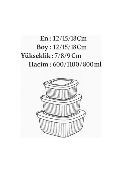 Kare 3 Parça Vakumlu Sızdırmaz Hava Almaz Saklama Kabı Seti Yeşil 1800/1100/600 Ml Diğer
