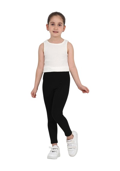 Erdem Kıds Kız - Erkek Çocuk Unisex Kalın Kışlık İçi Havlu - Şardonlu Termal İçlik Tayt Siyah Siyah