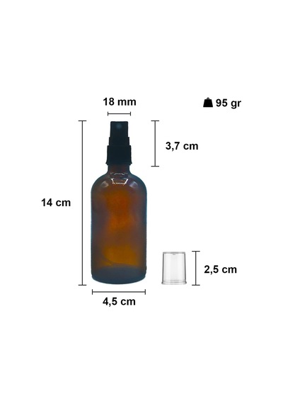 Afracam Amber 100 Ml Plastik Kapaklı Siyah Sprey Fısfıs Kolonya Dezenfektan Cam Şişe 20 Adet