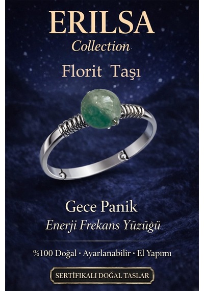 Sertifikalı Gece Panik  Yüzüğü Florit Taşı Ayarlanabilir Çok Renkli