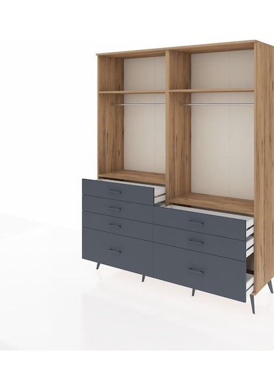 Hyperion Gardrop 4 Raflı 7 Çekmeceli 2 Askılı 176x44x221 Çam-çam/antrasit Çam/antrasit Hyperion Gardrop 4 Raflı 7 Çekmeceli 2 Askılı 176x44x221 Çam-çam/antrasit Çam/antrasit