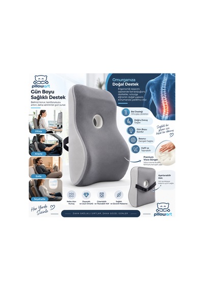 Ergonomik Bel Desteği - Visko Sırt Minderi Bel Yastığı