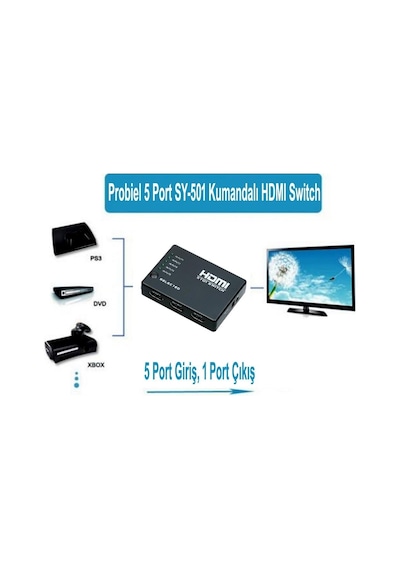 5 Port Kumandalı Full Hd 1080P 3D Uyumlu Hdmi Switch Ep-501R