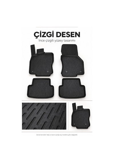 Ford Fiesta 2014 Çizgi Desen 3d Havuzlu Paspas Takımı