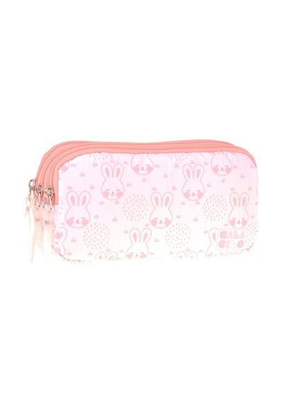 Calacilo Kız Çocuk İlkokul Kalem Çantası - Kedi Baskılı Pembe Renk Pleasant - C4052 Pembe - Krem