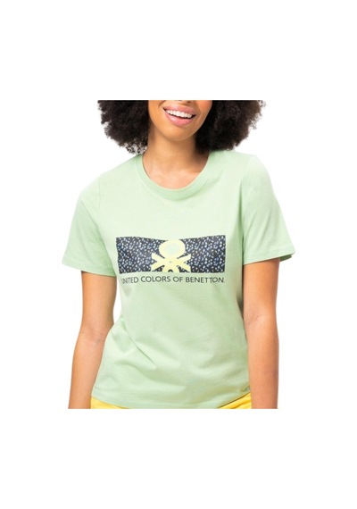 United Colors Of Benetton Baskılı Kadın Tshirt Bnt-w20392 Yeşil
