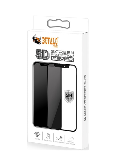 Bufalo Apple Uyumlu   iPhone 11 Pro Max Ekran Koruyucu 5D Temperli Cam Siyah