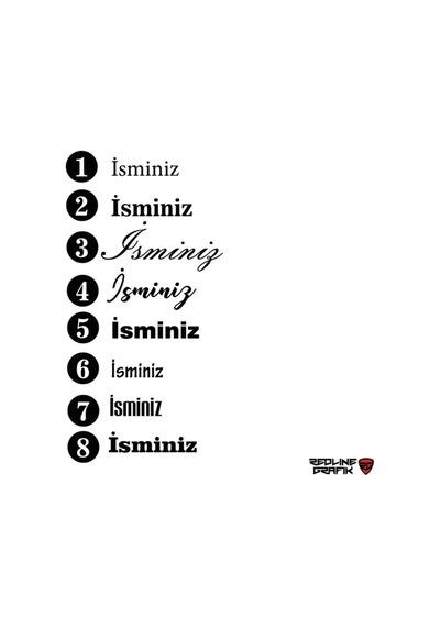 Özel İsim Yazı Oto Sticker Siyah