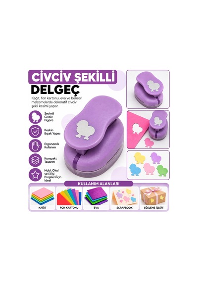 Civciv Şekilli Delgeç Dekoratif Kağıt Delgeci Scrapbook, Hobi Ve El İşi İçin Çok Renkli