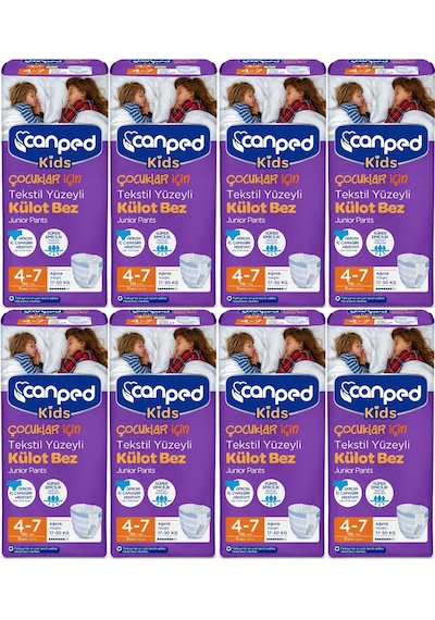 Canped Kids Çoçuklar İçin Külot Bez Tekstil Yüzeyli 4-7 Yaş 8 x 9'lu