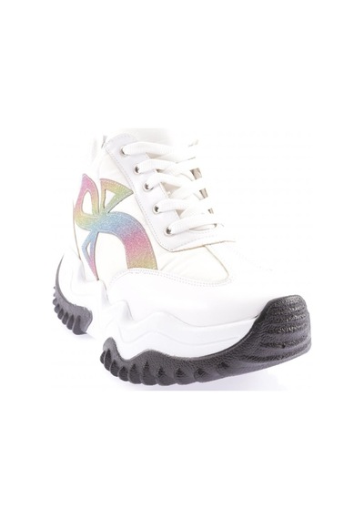 Dgn Z2 23y Kadin Mega Kalin Taban Simli Sneakers Ayakkabi Z2-1720-R0198 Beyaz