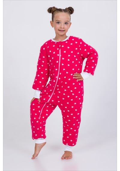 Cantoy Kız Erkek Çocuk Kalın Elyaf Dolgulu Premium Kalite 2.5 Tog Desenli Uyku Tulumu Fuşya