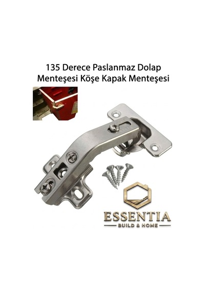 135 Derece Paslanmaz Dolap Menteşesi Köşe Kapak Menteşesi Vida Dahil Geniş Açılı Mobilya Menteşe Krom