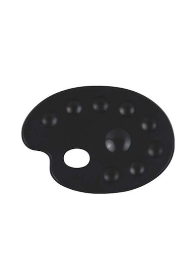 Plastik Oval Boya Paleti Siyah 9 Godeli Siyah