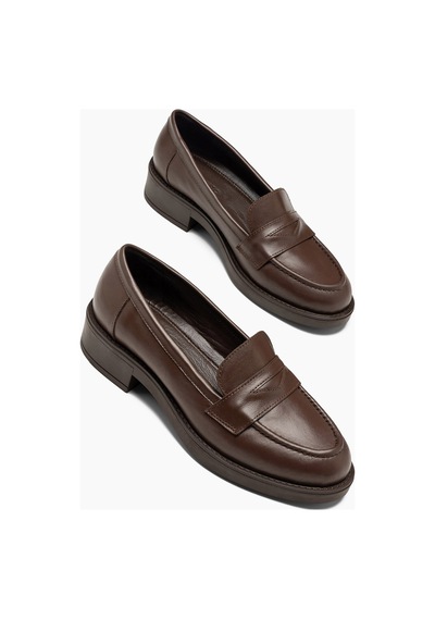 Greta Kahve Cilt Hakiki Deri Kadın Loafer Ayakkabı