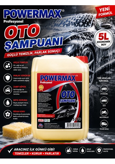 Powermax Oto Şampuanı 5 L Araç Yıkama Temizlik Ürünü
