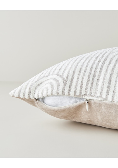 English Home Deluxe Jakarlı Dekoratif Kırlent 35x55 Cm Krem Krem