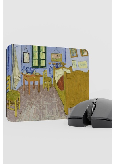 Van Gogh Arles Teki Yatak Odası Tablo V4 22x18 Gaming Kauçuk Kaymaz Taban Mouse Pad Fare Altlığı