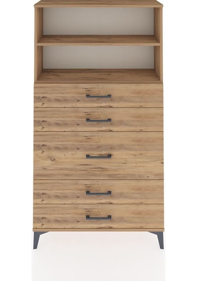 Arges Dolap 2 Raflı 5 Çekmeceli 88x30x163 Çam-çam Atlas Çam
