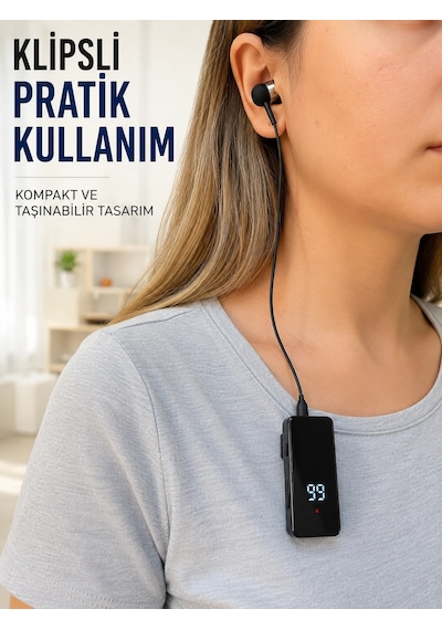 Klipsli Bluetooth Kulaklık Kısa Kablolu Tek Kulaklık Taşınabilir Günlük Kullanım