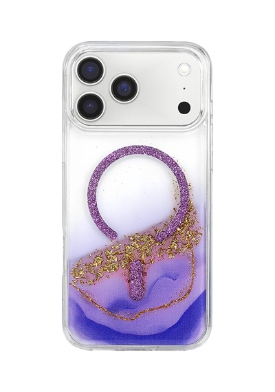 Onegif Apple İphone 17 Pro Max/18 Pro Max Lotus Simli Magsafe Kapak - Mor Düz Renkli