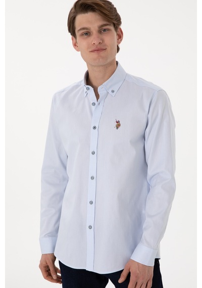 U.S. Polo Assn. U.s. Polo Assn. Dokuma Uzun Kol Regular Gömlek 2083079 Açık Mavi