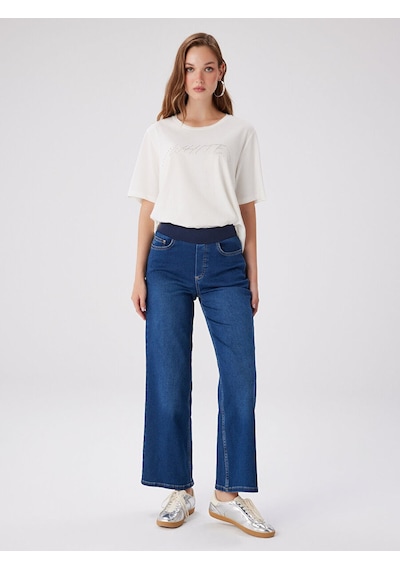 Faik Sönmez Wide Leg Fit Beli Lastikli Rahat Jean Pantolon W27jpn010 Uw27jpn01027 İndigo