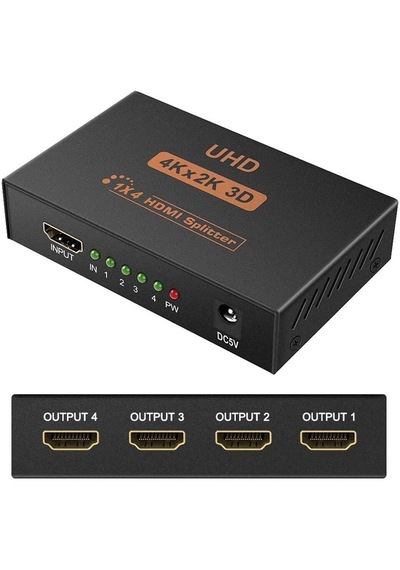 Kenly 4k Ultra Hd 3d Hdmı Splitter 1 Giriş 4 Çıkış, 4 Port Hdmı Çoklayıcı Görüntü Dağıtıcı, Tv Monitör Ve Projeksiyon Uyumlu