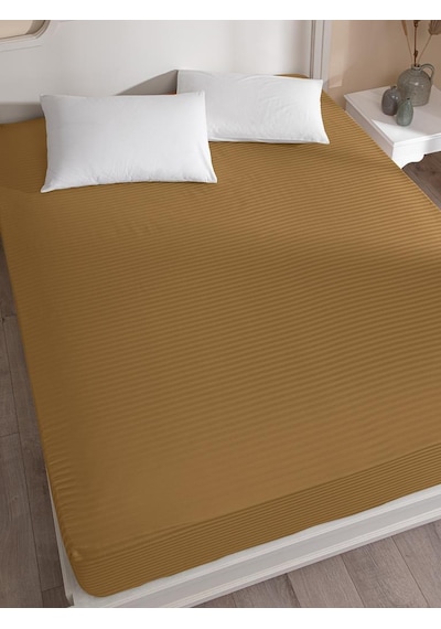 Çarşaf Stripe Saten Düz Lastikli Geniş Ölçü