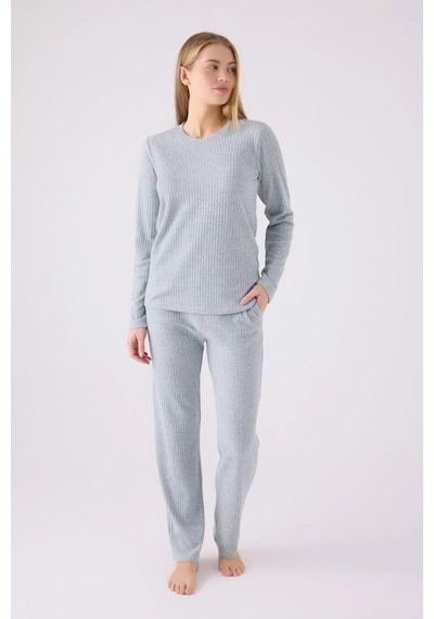 Pierre Cardin 8908 Uzun Kollu Kadın Pijama Takımı Yeşil Çok Renkli