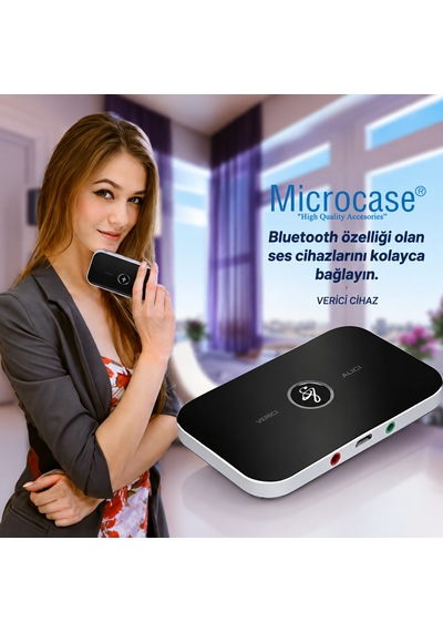 Microcase Bluetooth 5.0 2 Si 1 Arada Ses Verici & Alıcı Adaptör Tx/rx Aux Kablosuz Müzik Aktarıcı Al5778