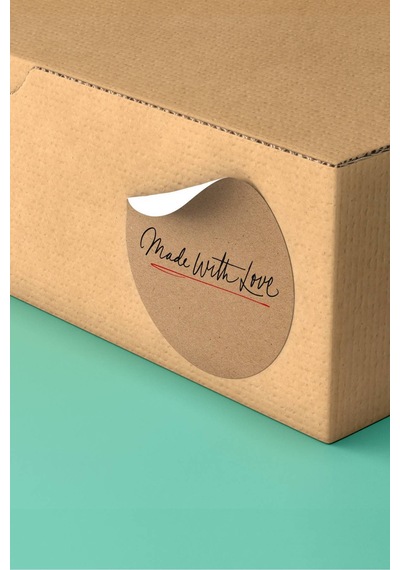Made With Love Kraft Siyah Sticker 3x3cm St2293 Çok Renkli